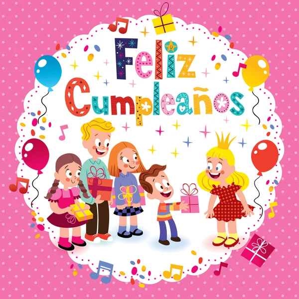 Scheda Feliz Cumpleanos — Vettoriale Stock