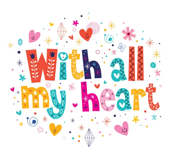 With all my heart card — Stock Vector