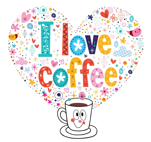 Miluji kávu kartu — Stockový vektor