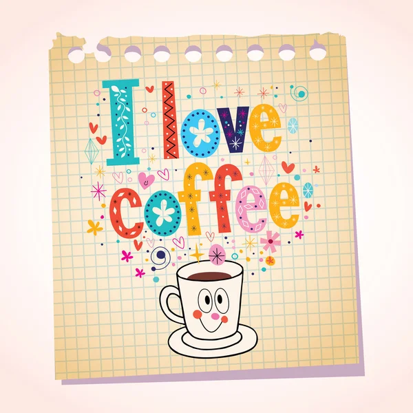 我爱咖啡便条纸 — 图库矢量图片