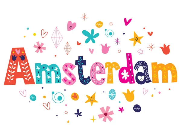 Amsterdam - design de letras tipo decorativo — Vetor de Stock