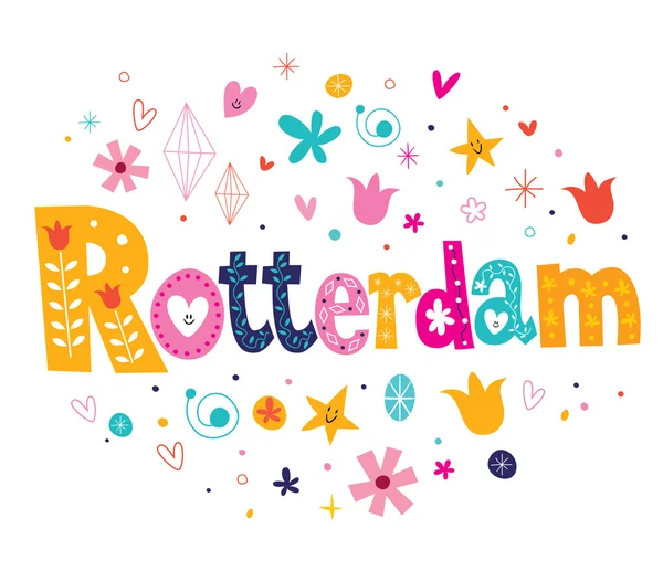 Rotterdam - decorative type lettering design — Stock Vector