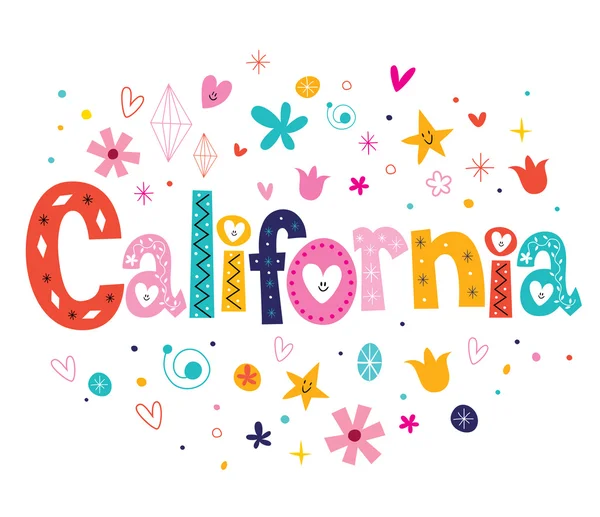 California - decorative type lettering design — Stock Vector