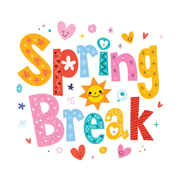 Spring break - design de lettrage décoratif — Image vectorielle