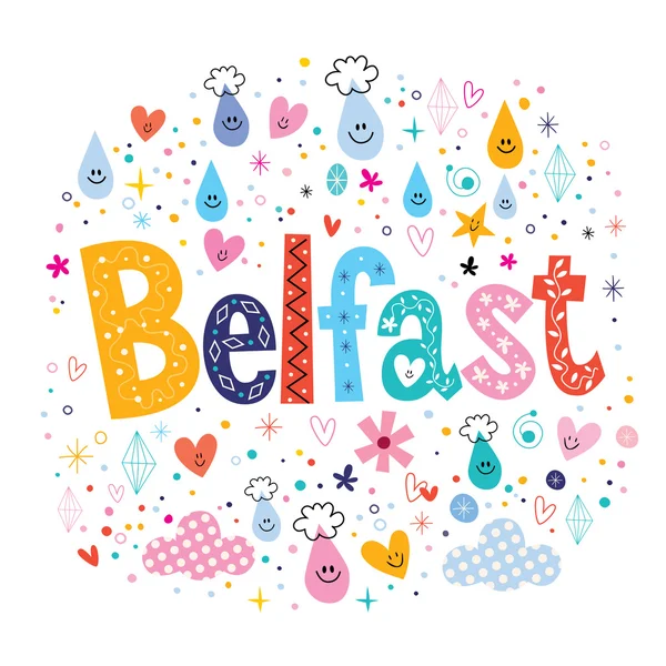 Belfast - decorative type lettering design — Stock Vector