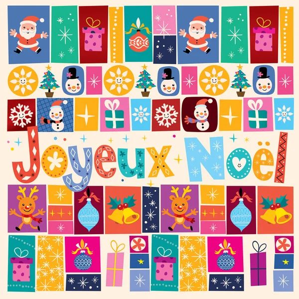 Joyeux Noel - Feliz Navidad en francés tarjeta de felicitación — Archivo Imágenes Vectoriales