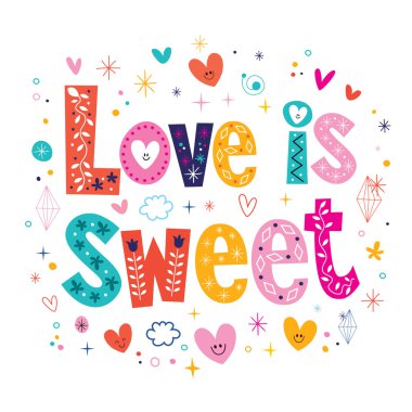 Tatlı tipografi dekoratif tip kartı yazı aşktır