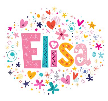 Elisa kadın adı yazı tipi tasarım dekoratif