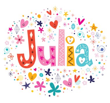 Julia female name decorative lettering type design clipart