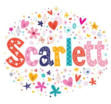 Scarlett female name decorative lettering type design clipart