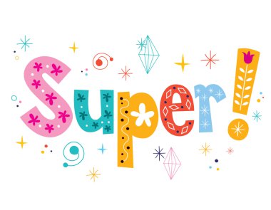 Süper kelime dekoratif yazı tipi tasarım