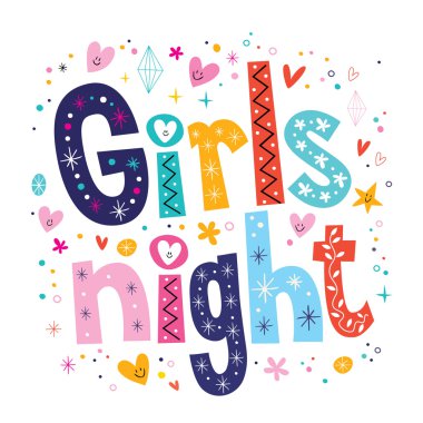 Girls night decorative type lettering design clipart