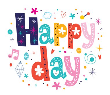 Happy day - decorative type lettering design clipart