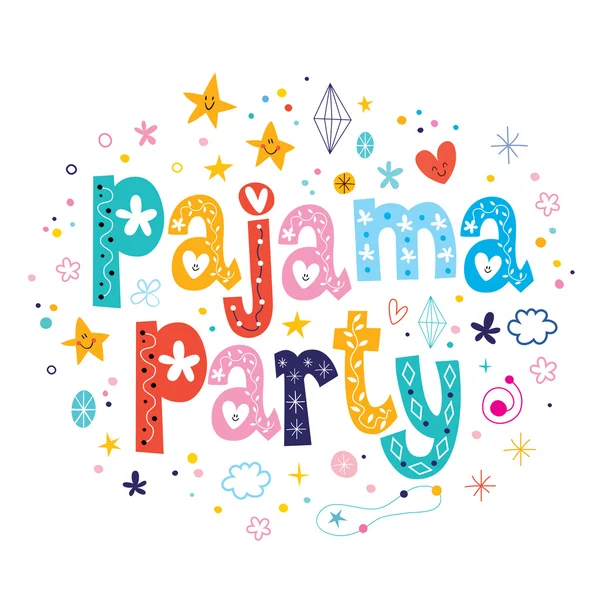 Pajama party - decorative type lettering design — Stock Vector