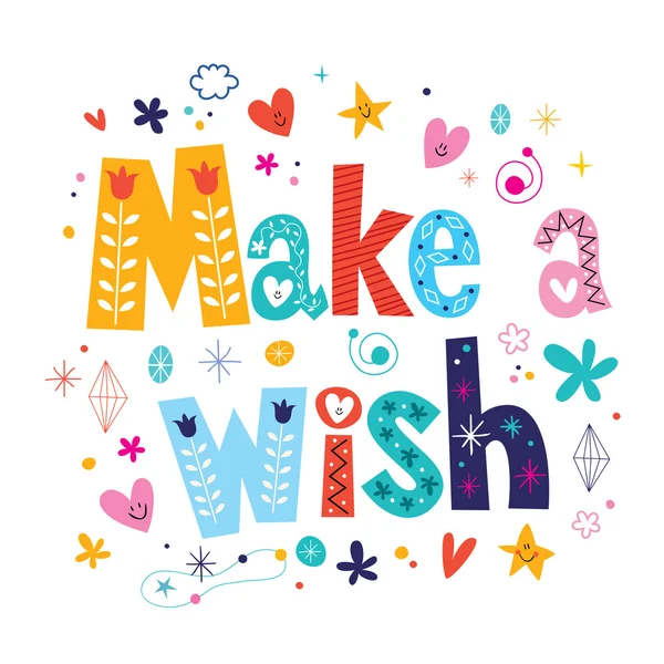 Make a wish decorative type lettering design — Stock Vector