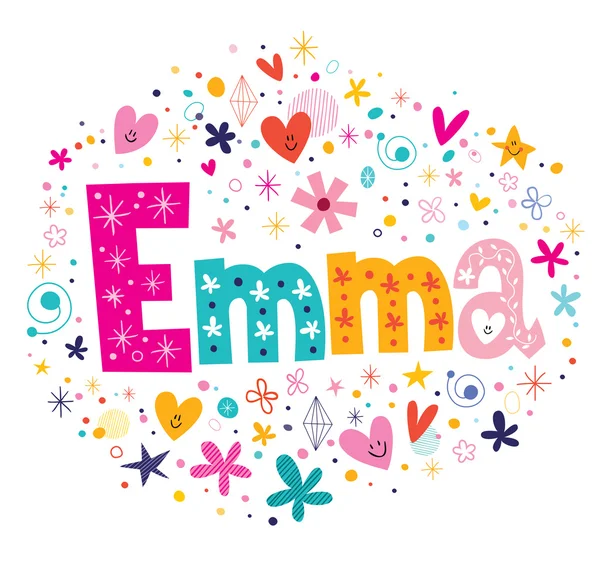 Emma nome feminino decorativo lettering tipo design —  Vetores de Stock