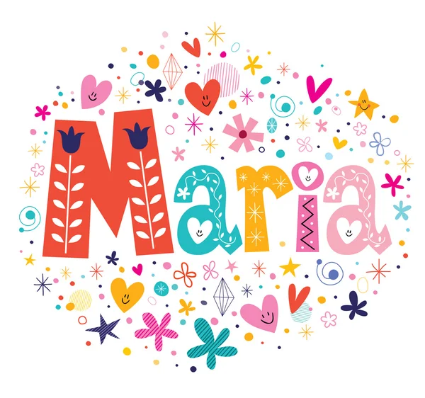 Maria nome feminino decorativo lettering tipo design —  Vetores de Stock