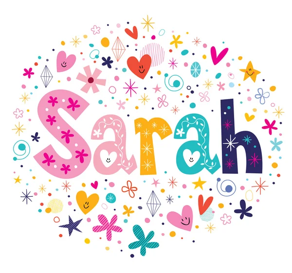 Sarah female name decorative lettering type design — Stock Vector