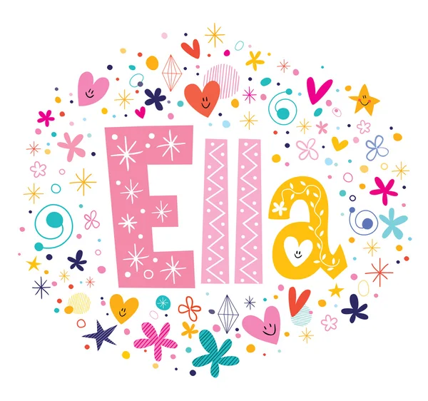 Ella nome femminile decorativo lettering tipo di design — Vettoriale Stock