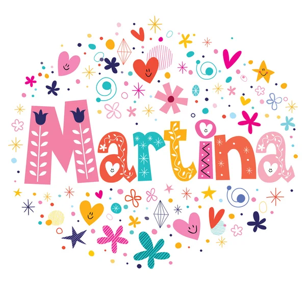 Martina női név dekoratív betűkkel típusterv — Stock Vector