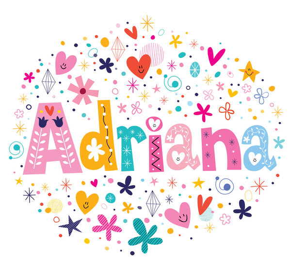 Adriana female name design decorative lettering type