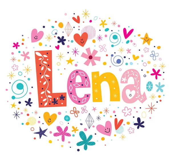 Lena női név design dekoratív betűkkel típusa — Stock Vector