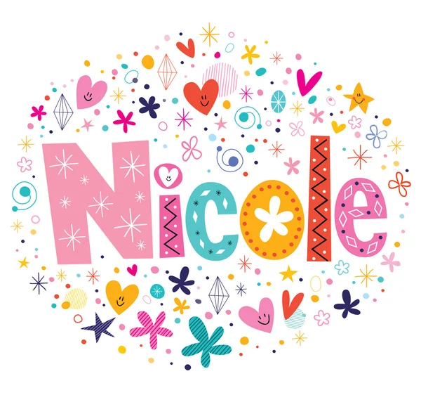 Nicole nombre femenino diseño tipografía decorativa — Vector de stock