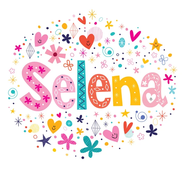 Selena female name decorative lettering type design — Stock Vector