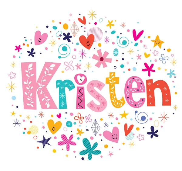 Kristen female name decorative lettering type design — Stock Vector