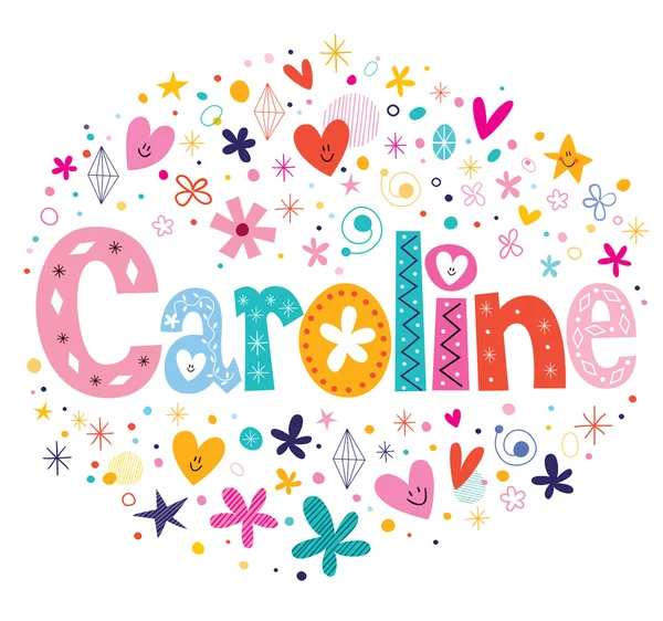 Caroline tipo decorativo lettering design —  Vetores de Stock