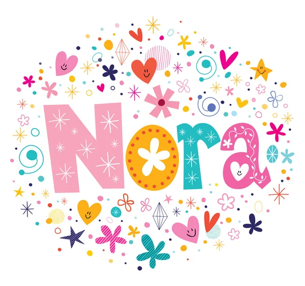 Nora weiblicher Name Design dekorativer Schriftzug — Stockvektor