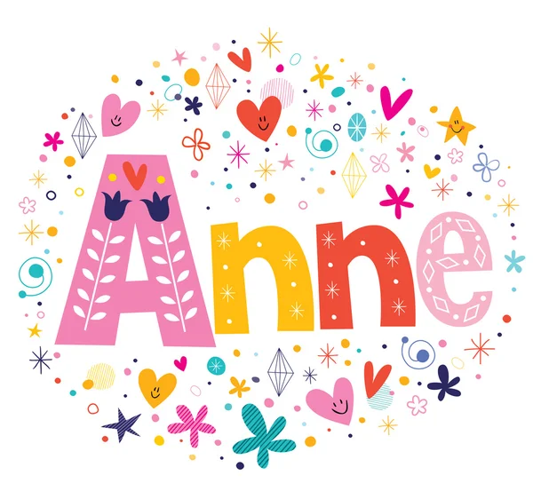 Anne nombre femenino diseño tipográfico decorativo — Vector de stock