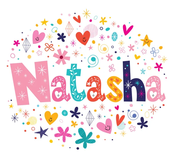 Natasha nombre diseño decorativo tipo letras diseño — Vector de stock