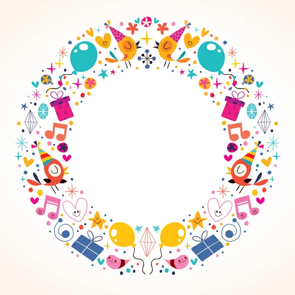 Happy Birthday circle frame border design — Stock Vector