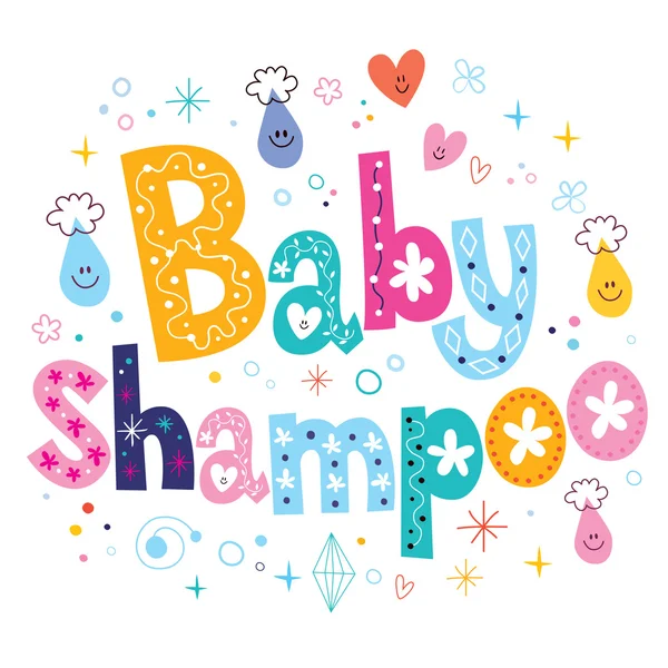 Champú para bebés - diseño decorativo tipo lettering — Vector de stock