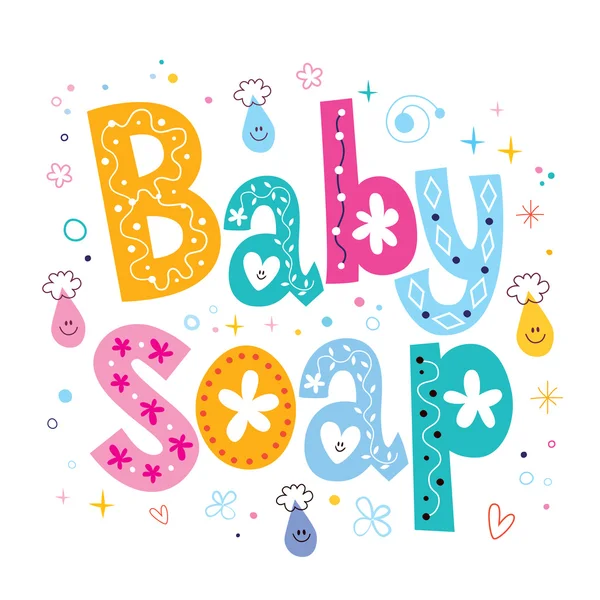 Baby zeep decoratieve belettering typeontwerp — Stockvector