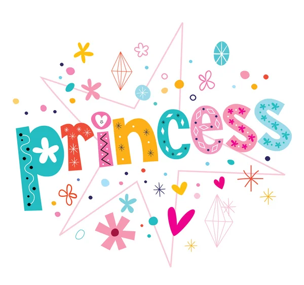 Princesa - tipo decorativo lettering design —  Vetores de Stock