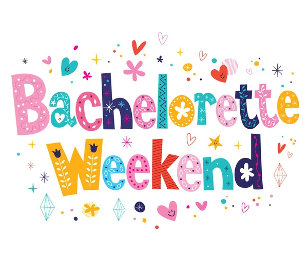 Bachelorette Fin de semana tipo decorativo diseño de letras — Vector de stock