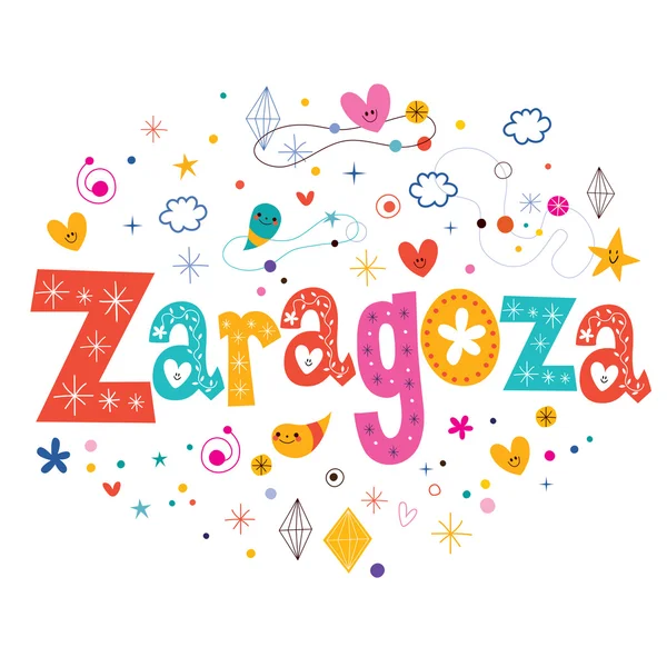 Zaragoza szöveg tipográfiai betűk design — Stock Vector