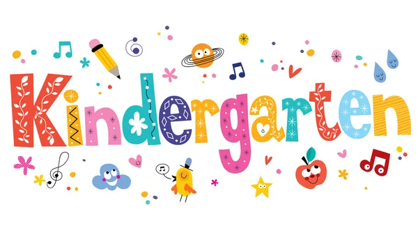 Kindergarten dekorative Art Schriftzug Design — Stockvektor