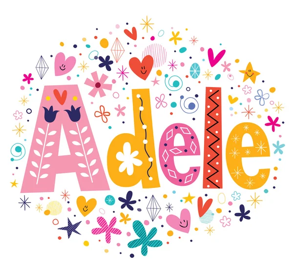 Adele female name decorative lettering type design — Stock Vector