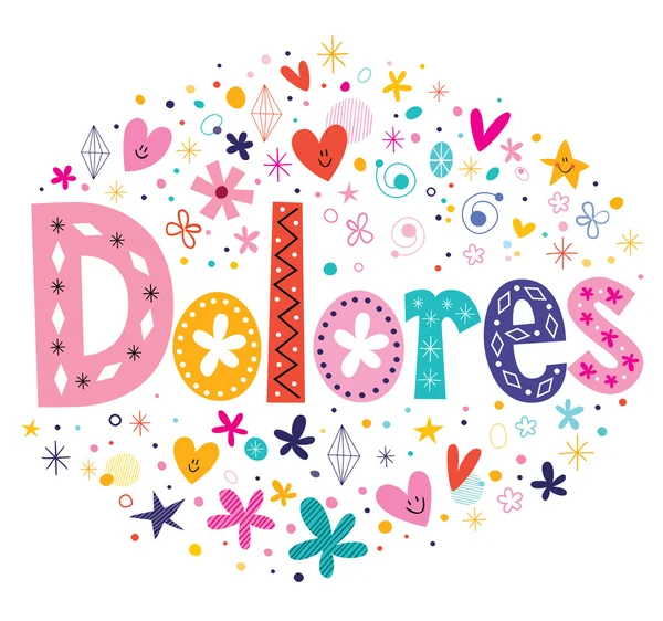 Dolores meninas nome decorativo lettering tipo design — Vetor de Stock