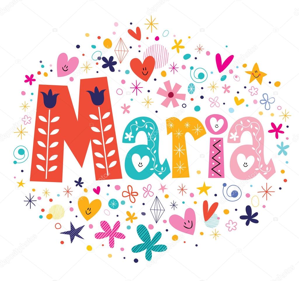Maria female name decorative lettering type design