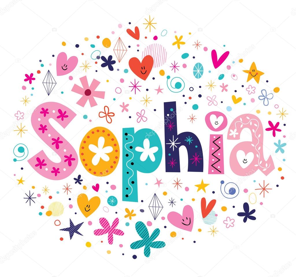 Sophia female name decorative lettering type design