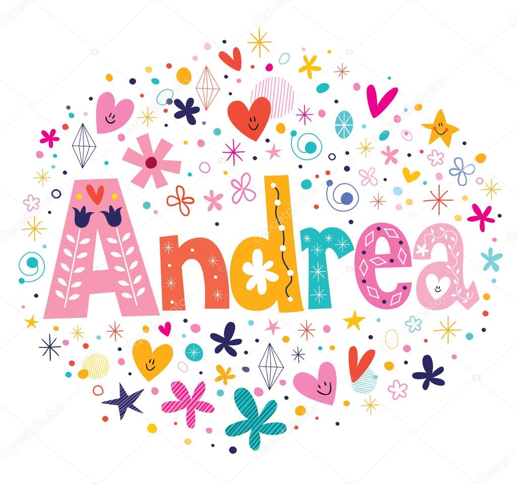 Andrea weiblicher Name dekorativer Schriftzug typ design Stock Vector ...