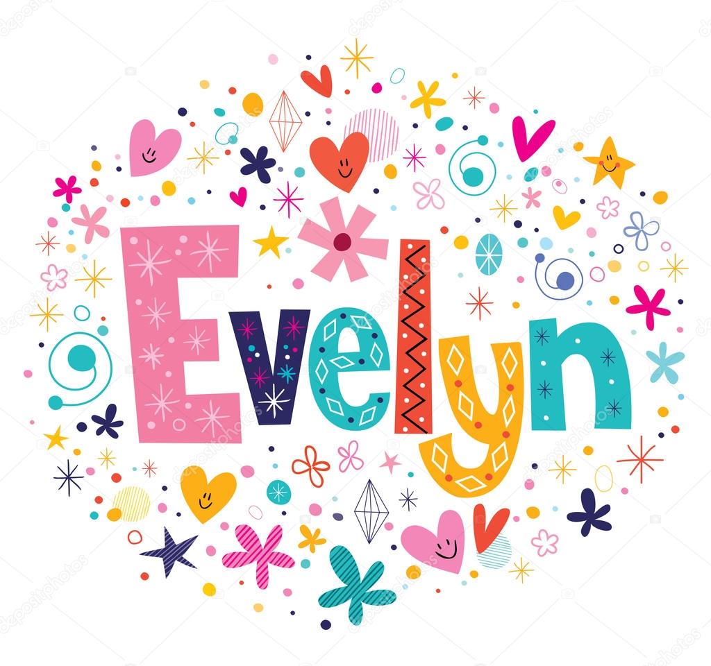 Evelyn female name decorative lettering type design