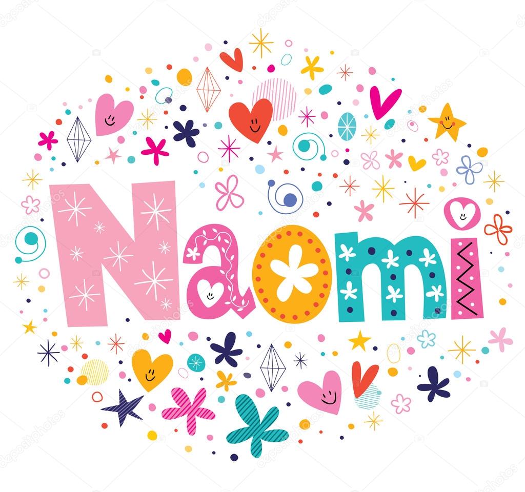 Diseño De Nombre Femenino De Naomi Decorativo Letras Tipo — Vector De 