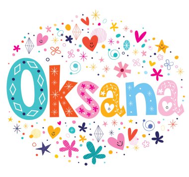 Oksana kadın adı yazı tipi tasarım dekoratif