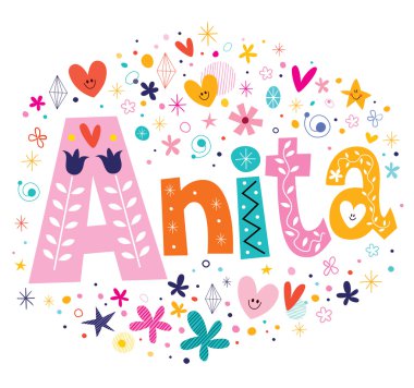 Dekoratif yazı tipi tasarım Anita kızlar adı