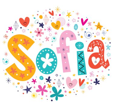 Sofia girls name decorative lettering type design clipart